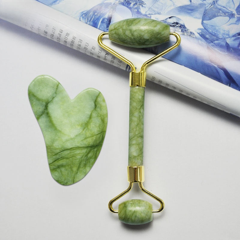 Jade Facial Massage Roller & Gua Sha Tool