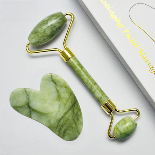 Jade Facial Massage Roller & Gua Sha Tool